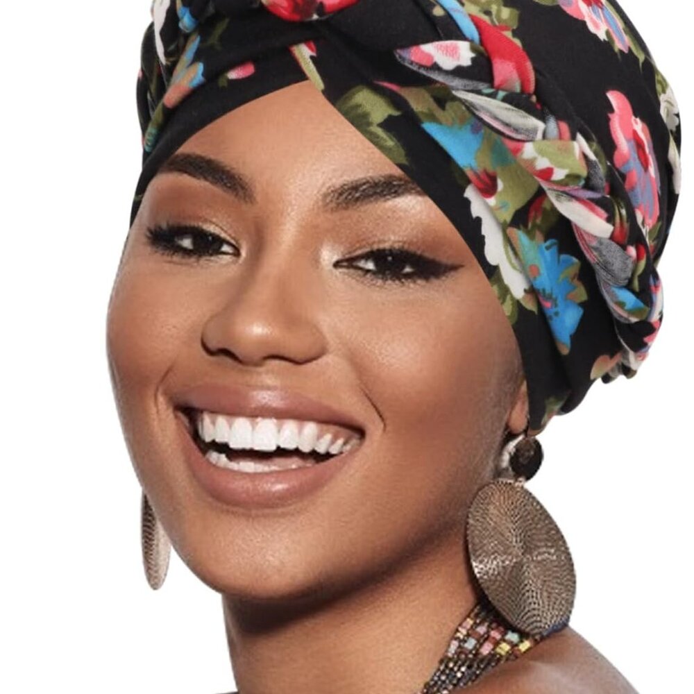 Turban Pre-Tied Twisted Hat Thread African Head Wraps For Black Women Chemo Canc
